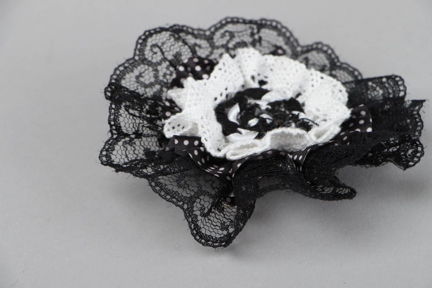 Black and white brooch-hairpin  photo 2