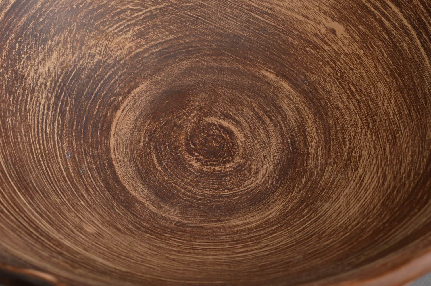 Salad bowl out of clay with a deep brown wavy edge beautiful handmade photo 5