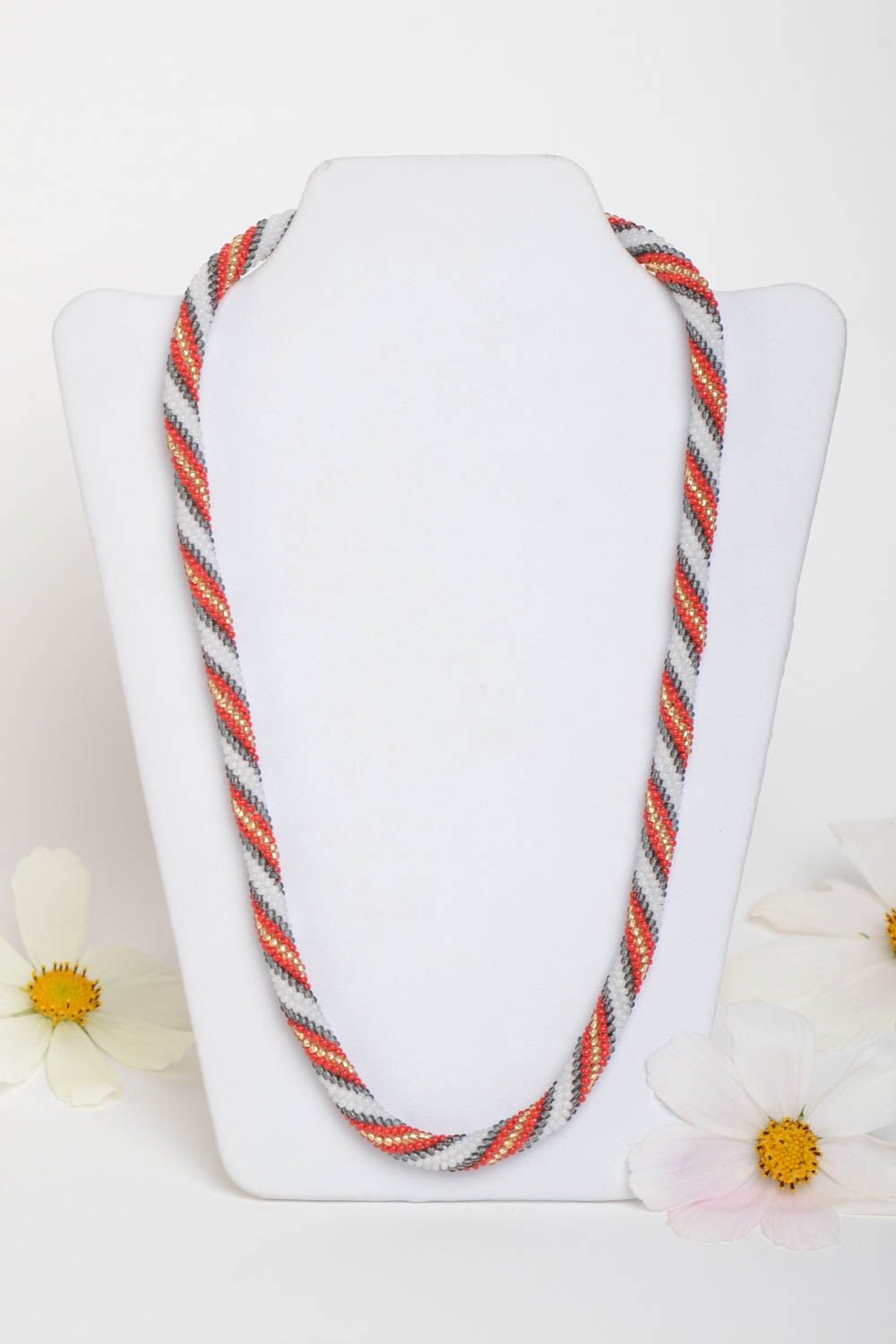 Handmade Schmuck aus Rocailles lange Halskette Damen Collier schön lang foto 1