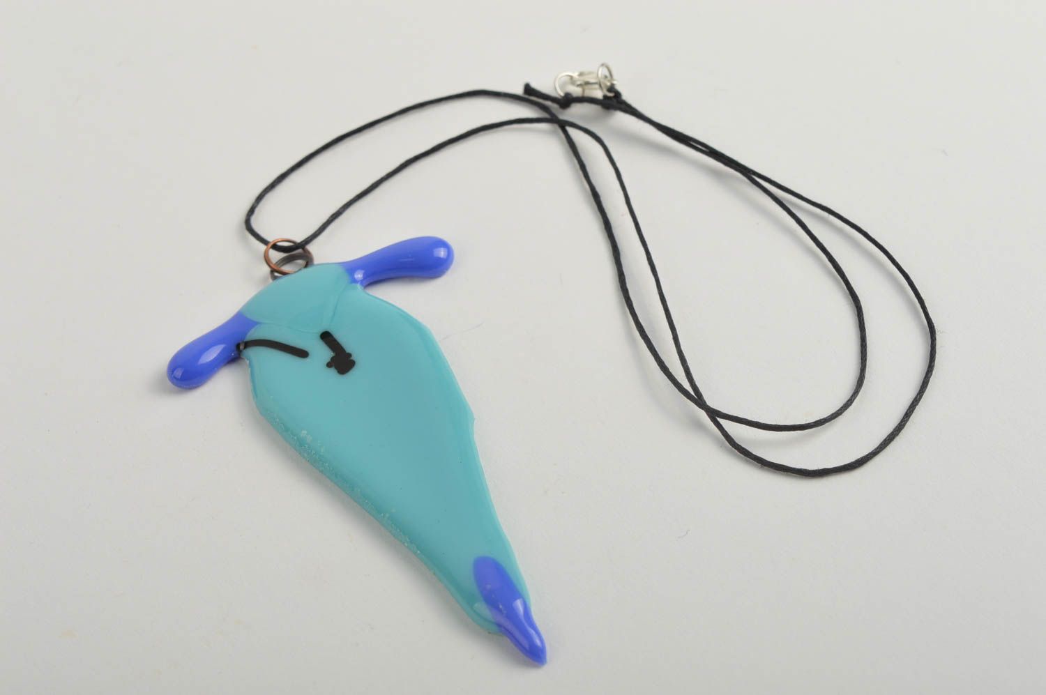 Stylish handmade glass pendant neck pendant on cord accessories for girls photo 4