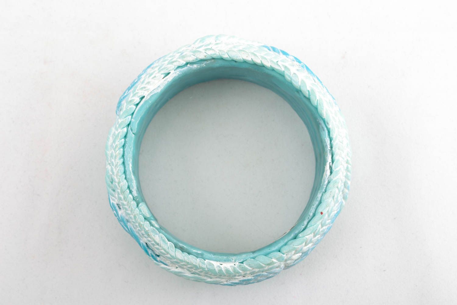 Голубой браслет из полимерной глины фото 3