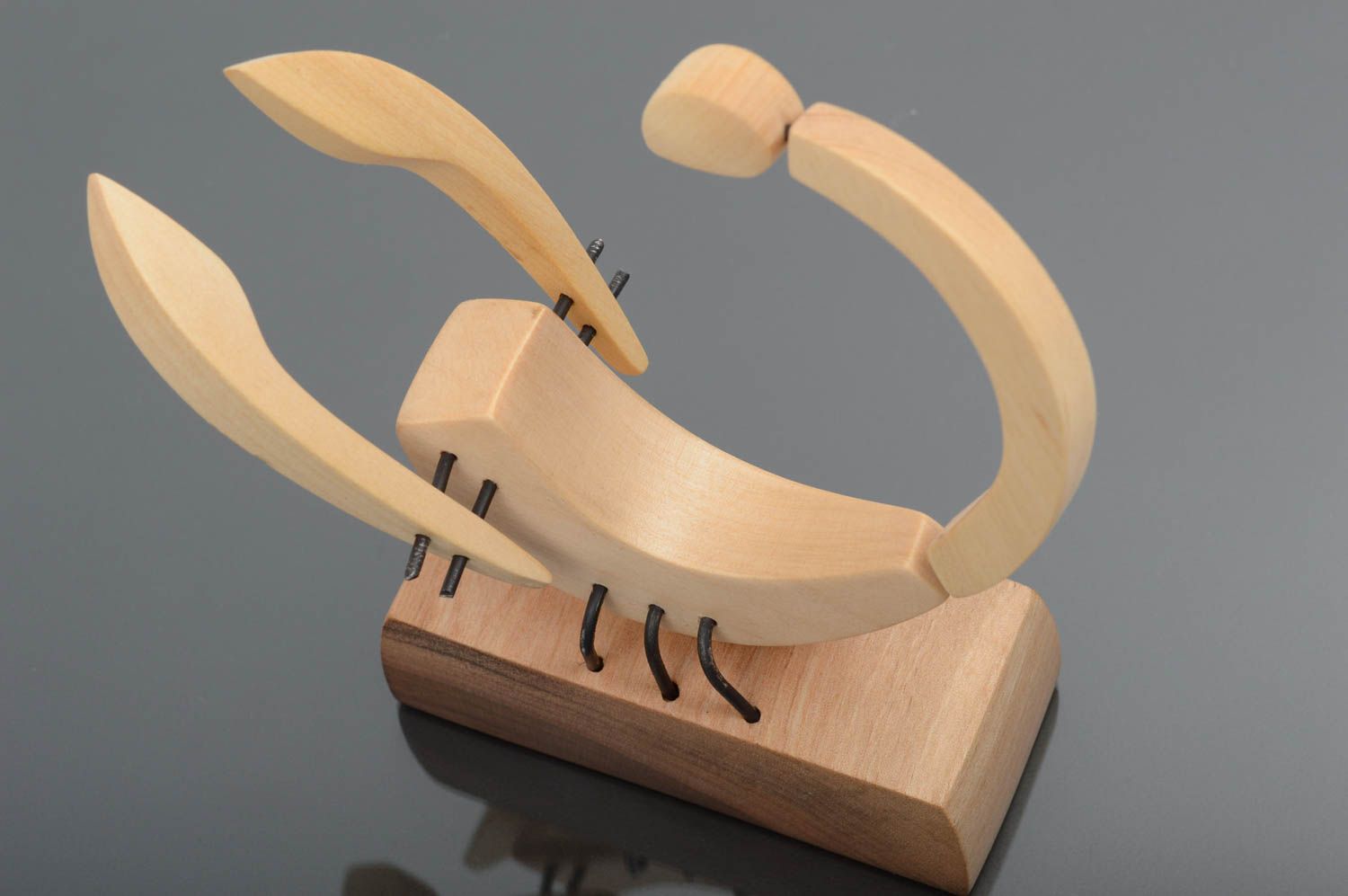 Handmade Skorpion Figur Holz Dekoration Designer Geschenk Tischdeko Idee weiß foto 3