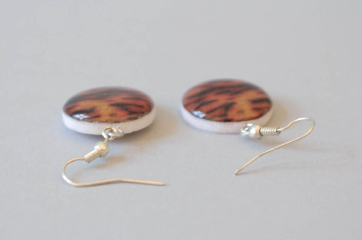Polymer clay earrings Tiger photo 3
