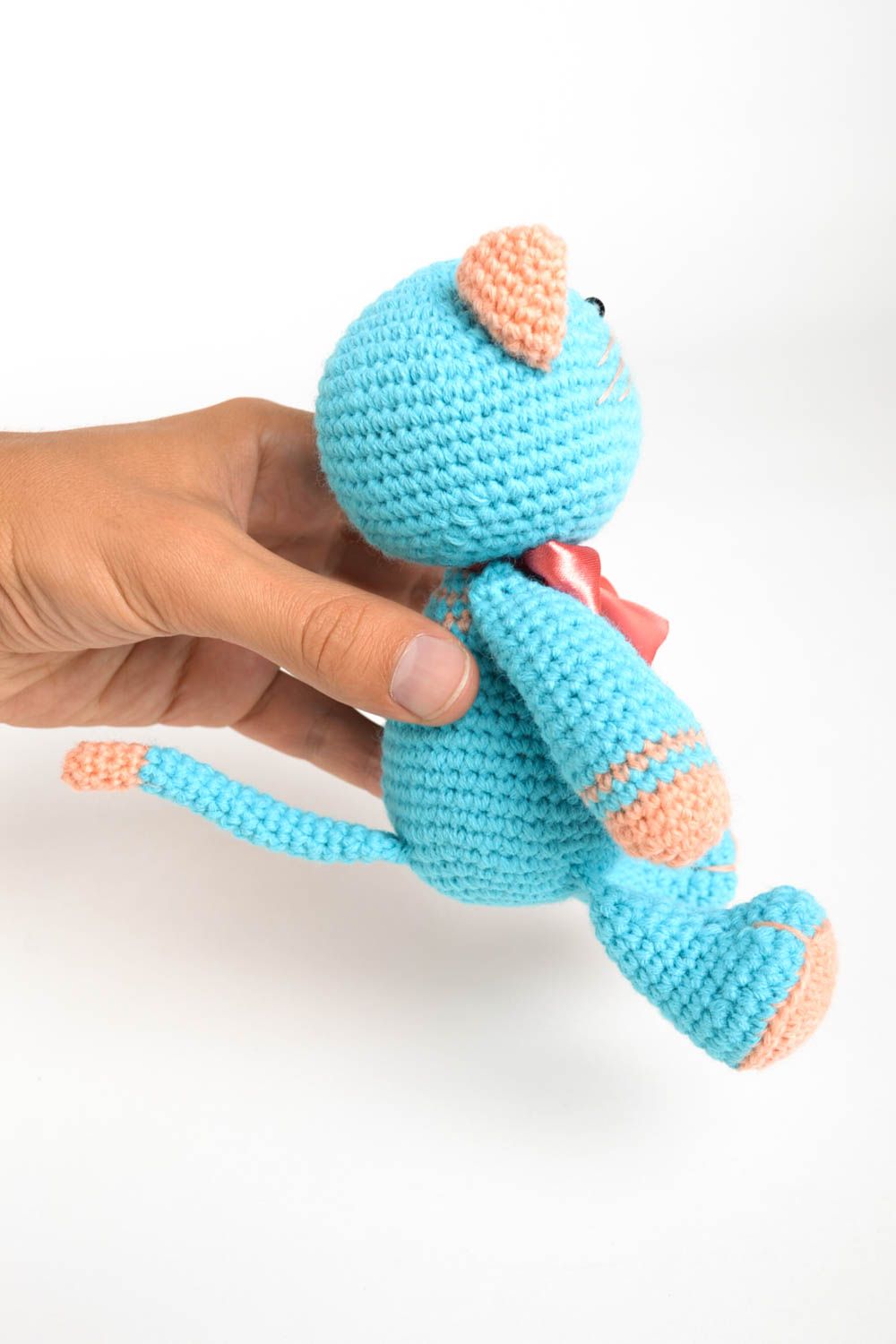 Peluche chat Jouet tricot fait main mignon original Cadeau pour enfant photo 3
