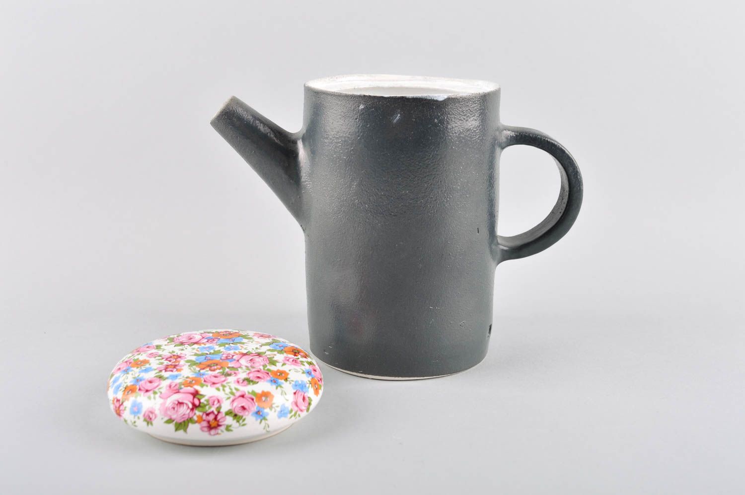Tetera de cerámica hecha a mano taza de arcilla oscura regalo personalizado foto 4