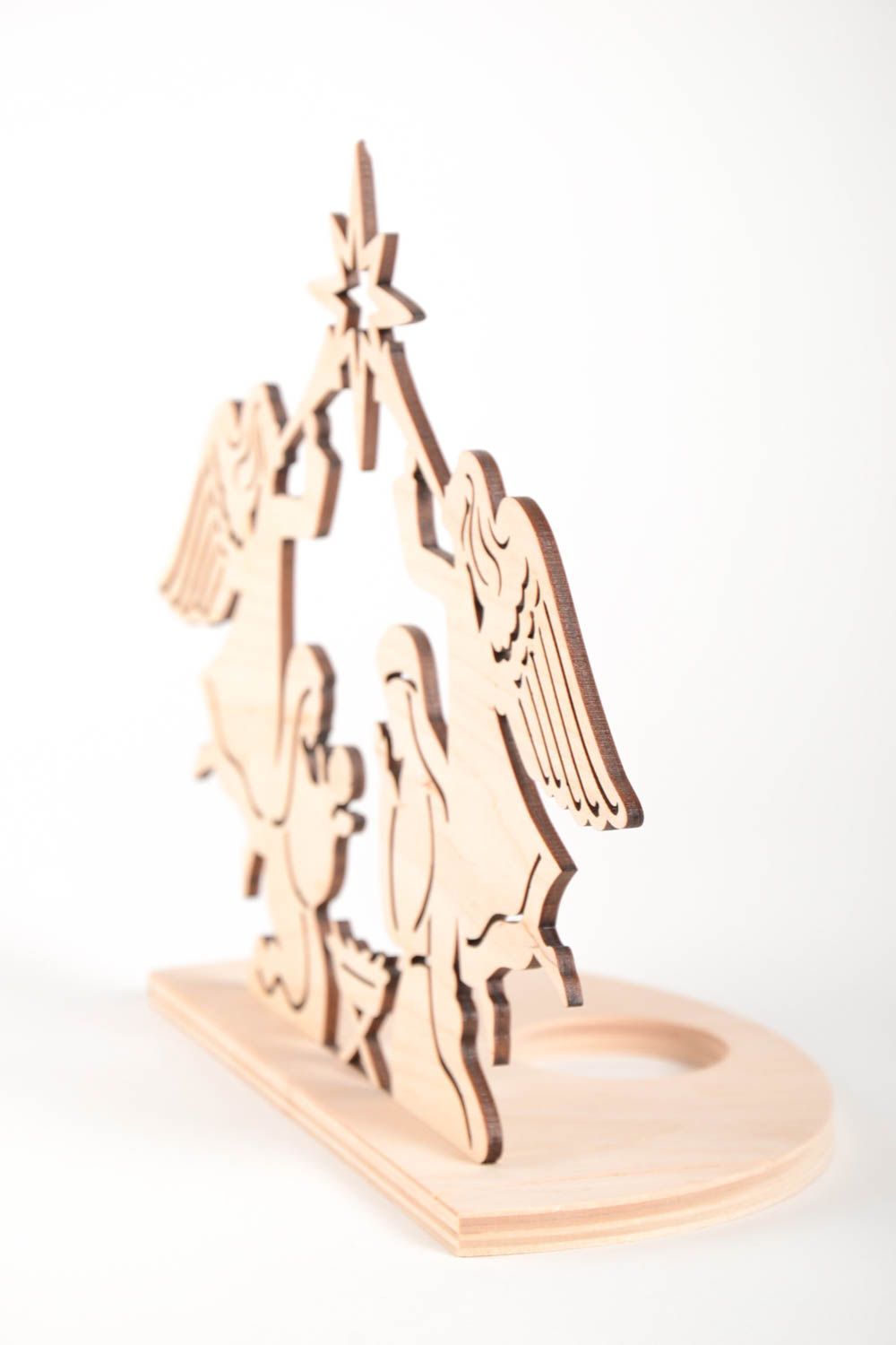 Holz Kerzenhalter handmade Holz Rohling Figur zum Bemalen frohe Weihnachten foto 3
