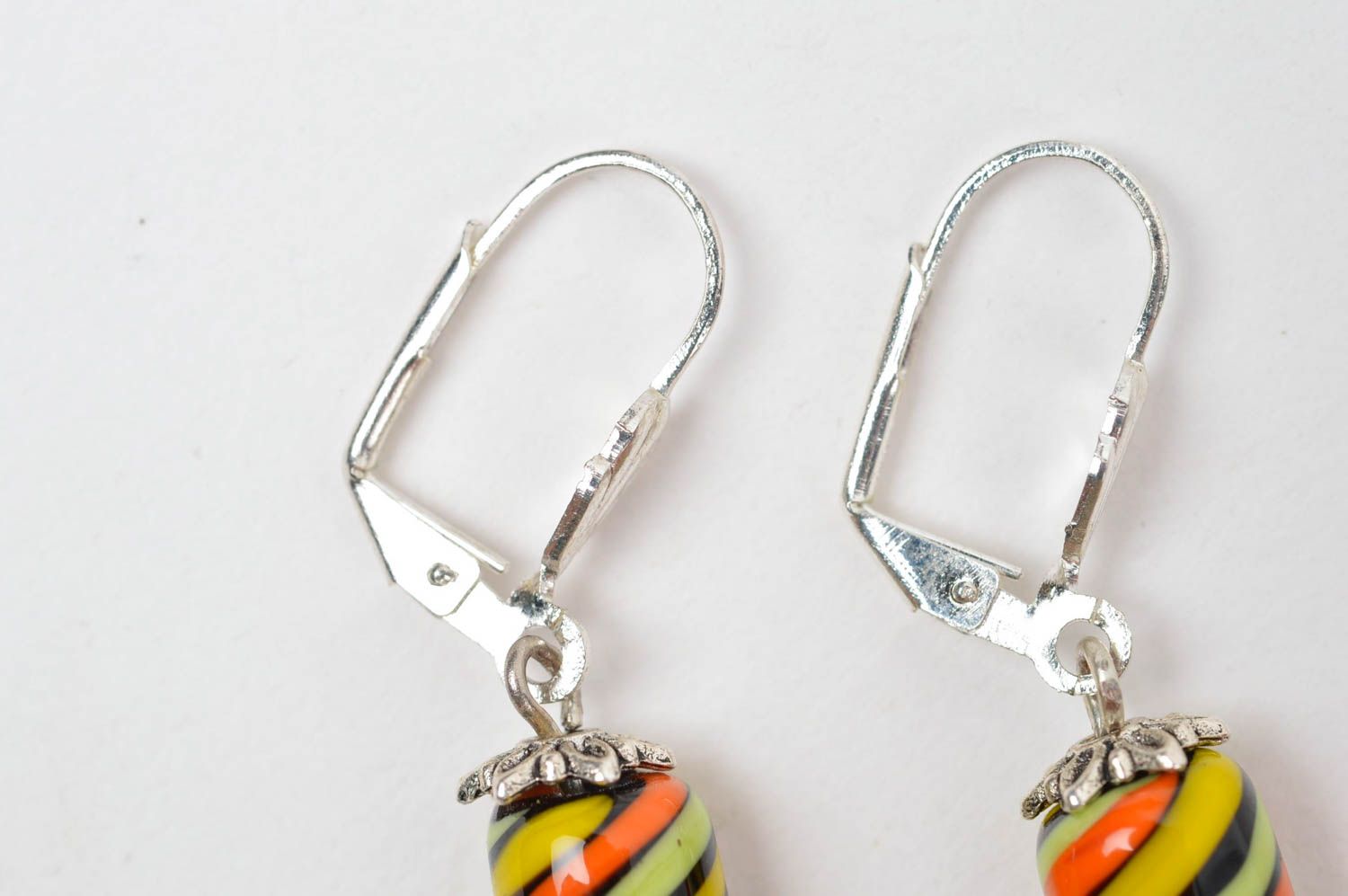 Handmade Accessoire für Frauen Damen Schmuck Glas Ohrringe bunte lange Häcker foto 4