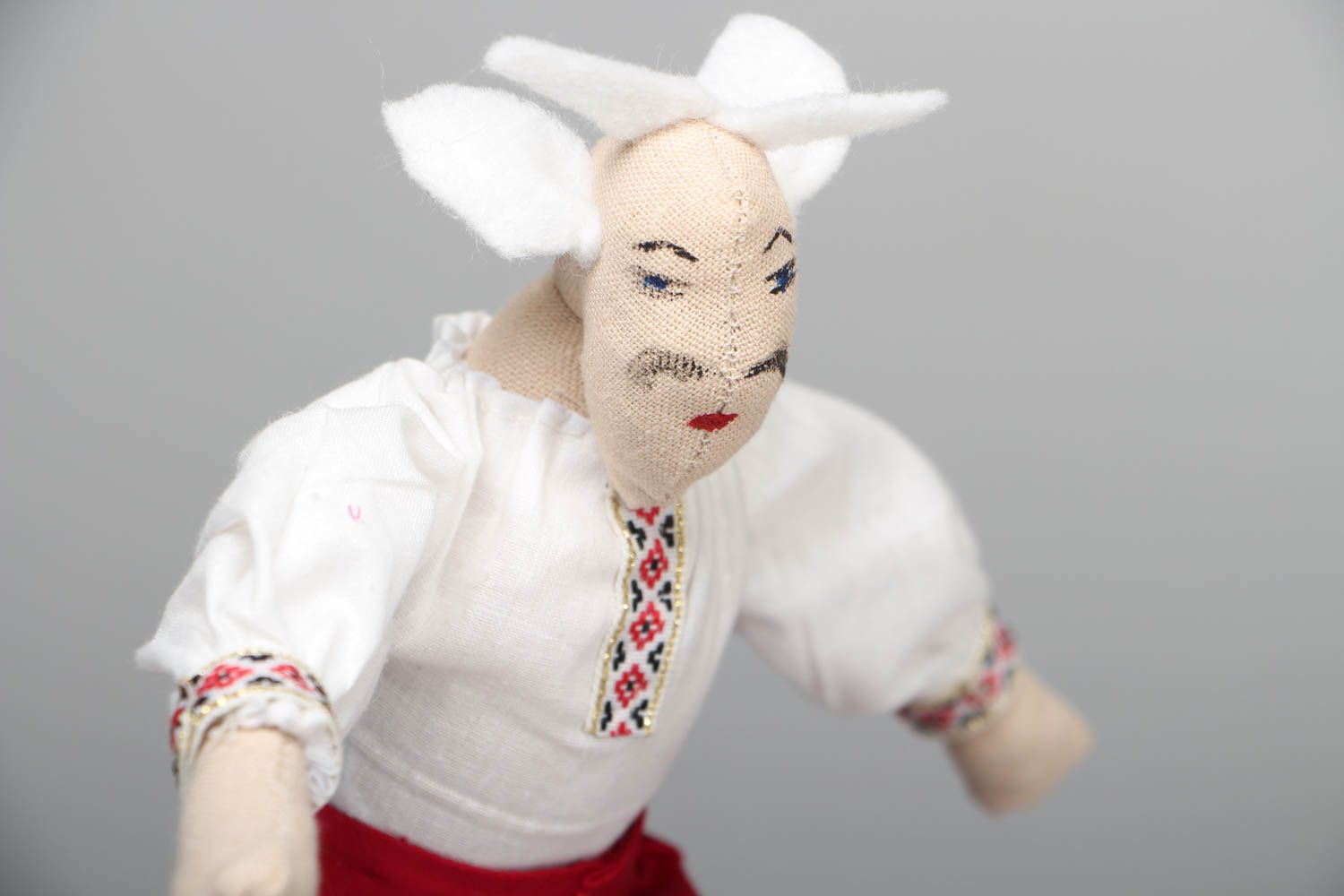 Designer fabric doll in folk suit photo 2