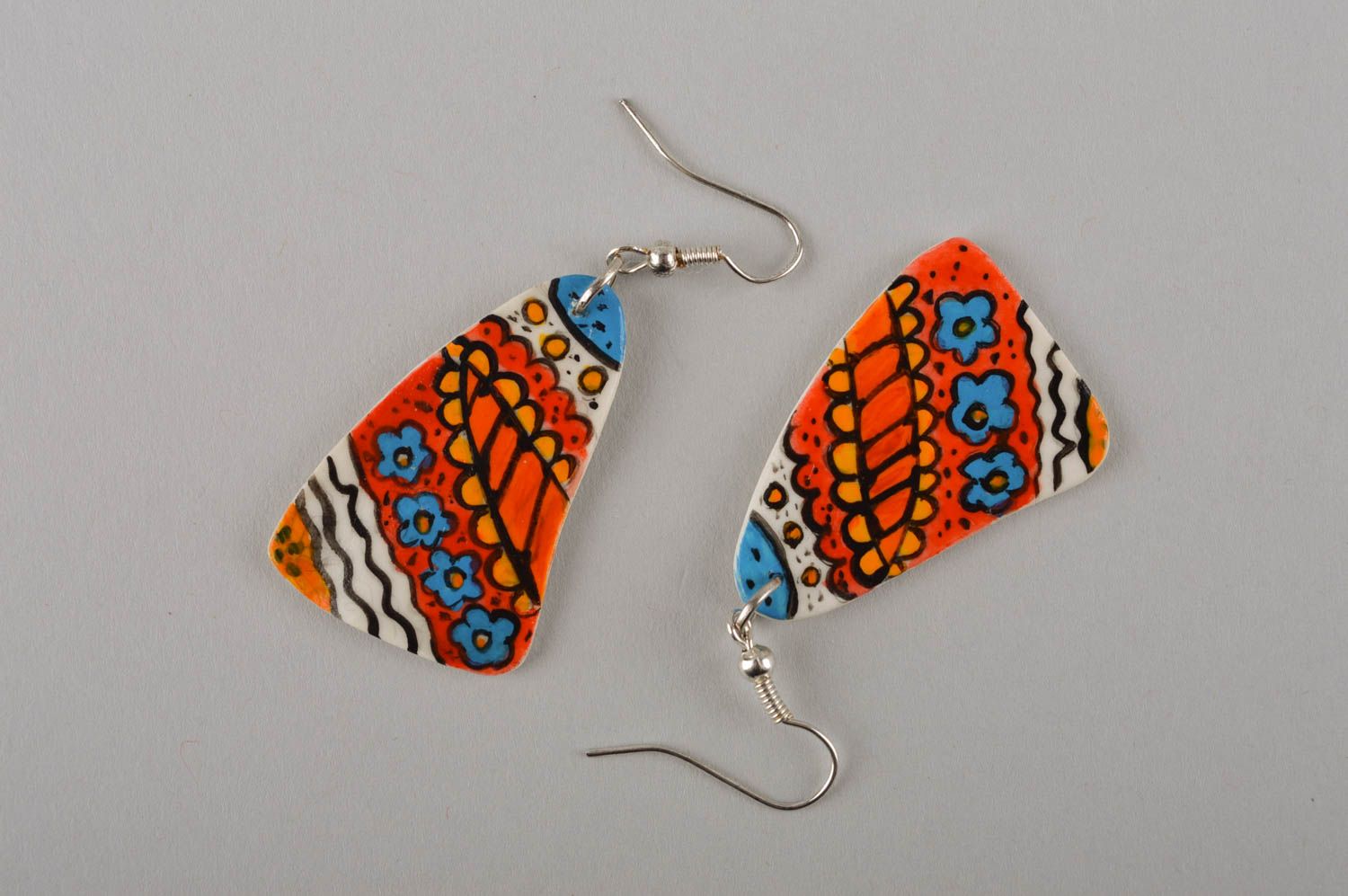 Bright elegant jewelry handmade ceramic earrings cute earrings made of clay photo 5