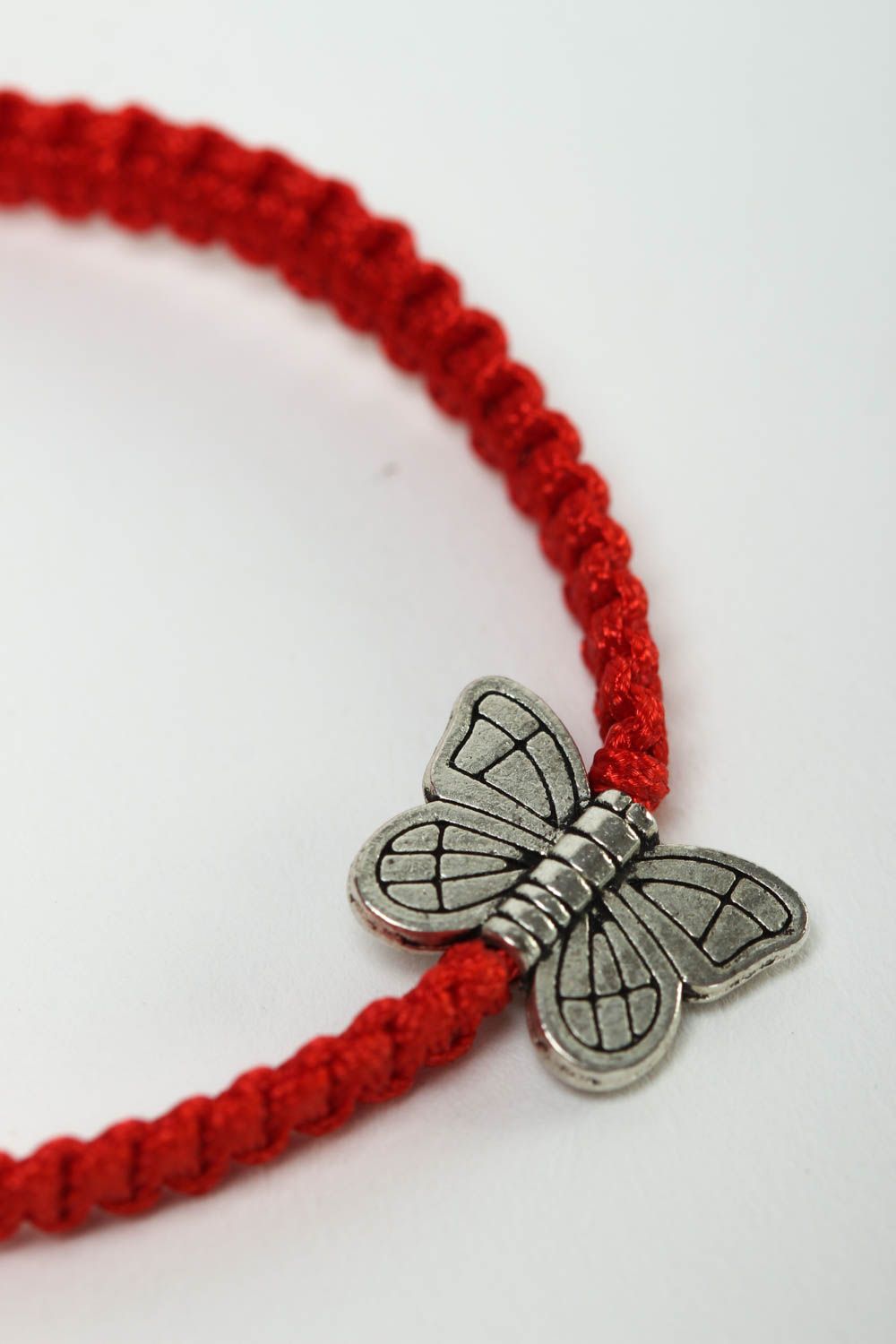 Bracelet textile Bijou fait main rouge papillon Accessoire femme original photo 3