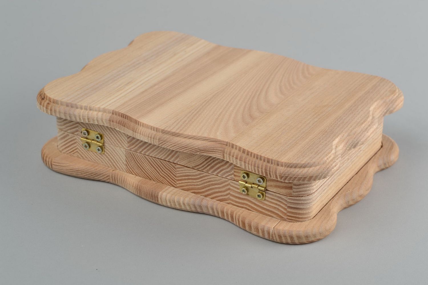 Handgemachter großer Holzschatulle Rohling für Decoupage aus Eschenholz poliert foto 5