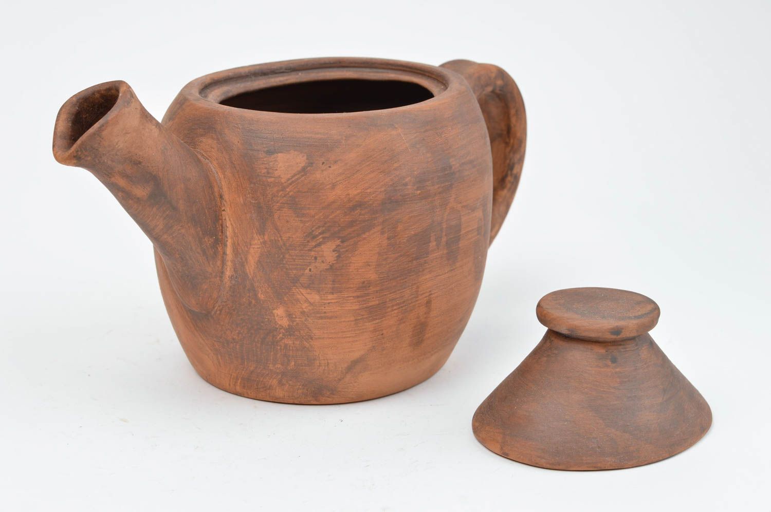 Керамический чайник ручной работы глянцевый коричневый красивый ручной работы фото 4