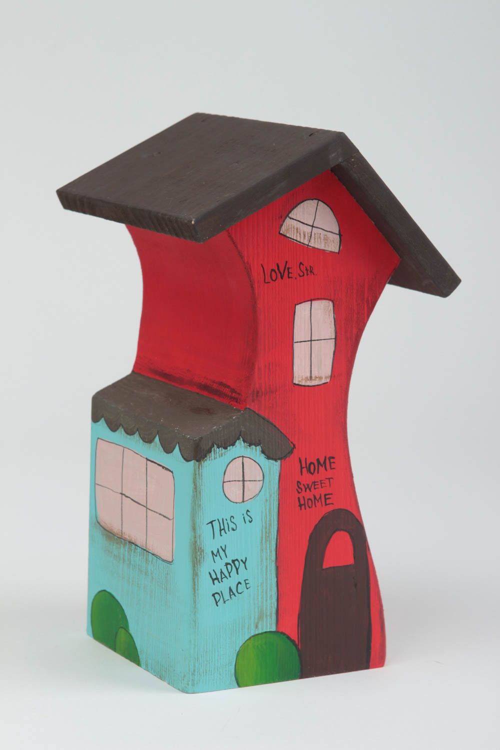 Figura artesanal con forma de casa roja regalo original decoración de hogar foto 2