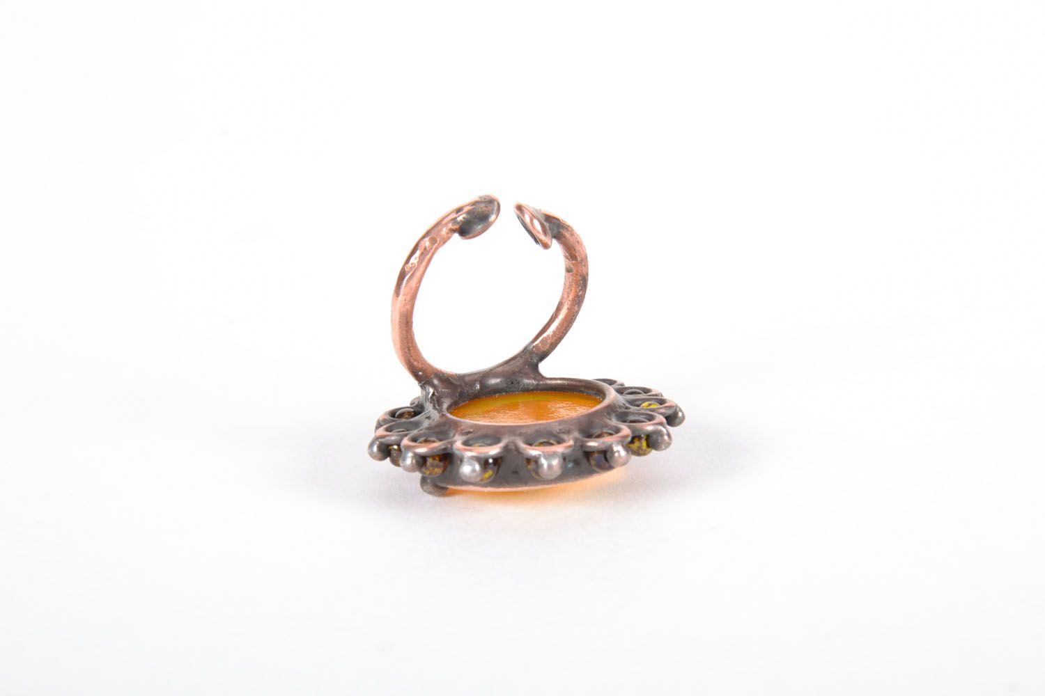 Круглое кольцо со стеклом Солнце фото 4