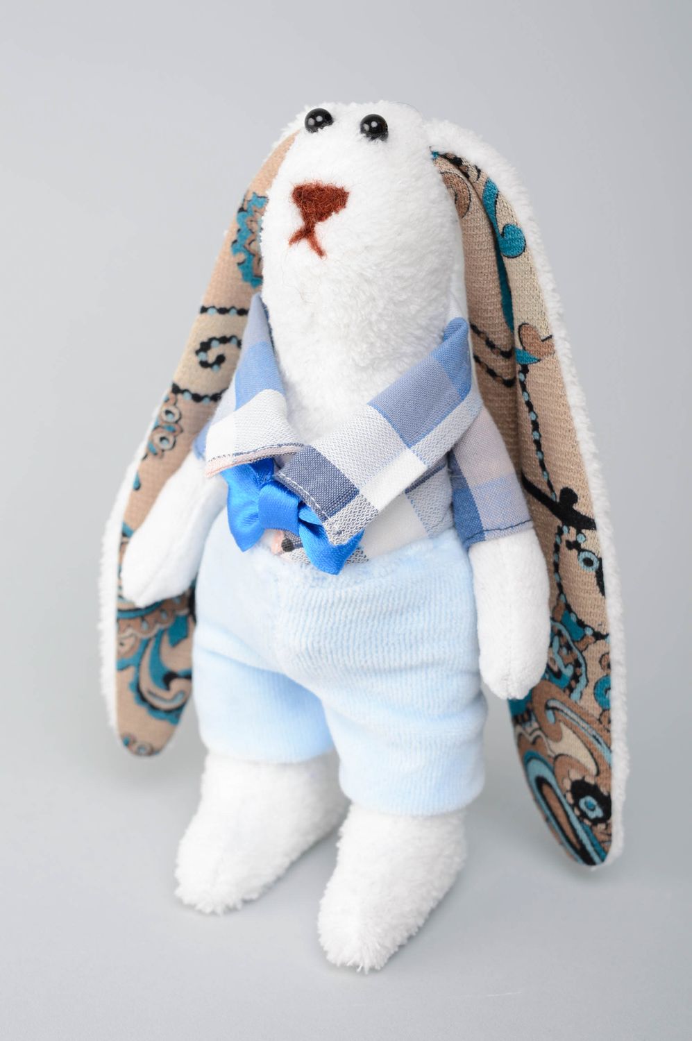 Handmade interior soft toy Rabbit in Blue photo 1