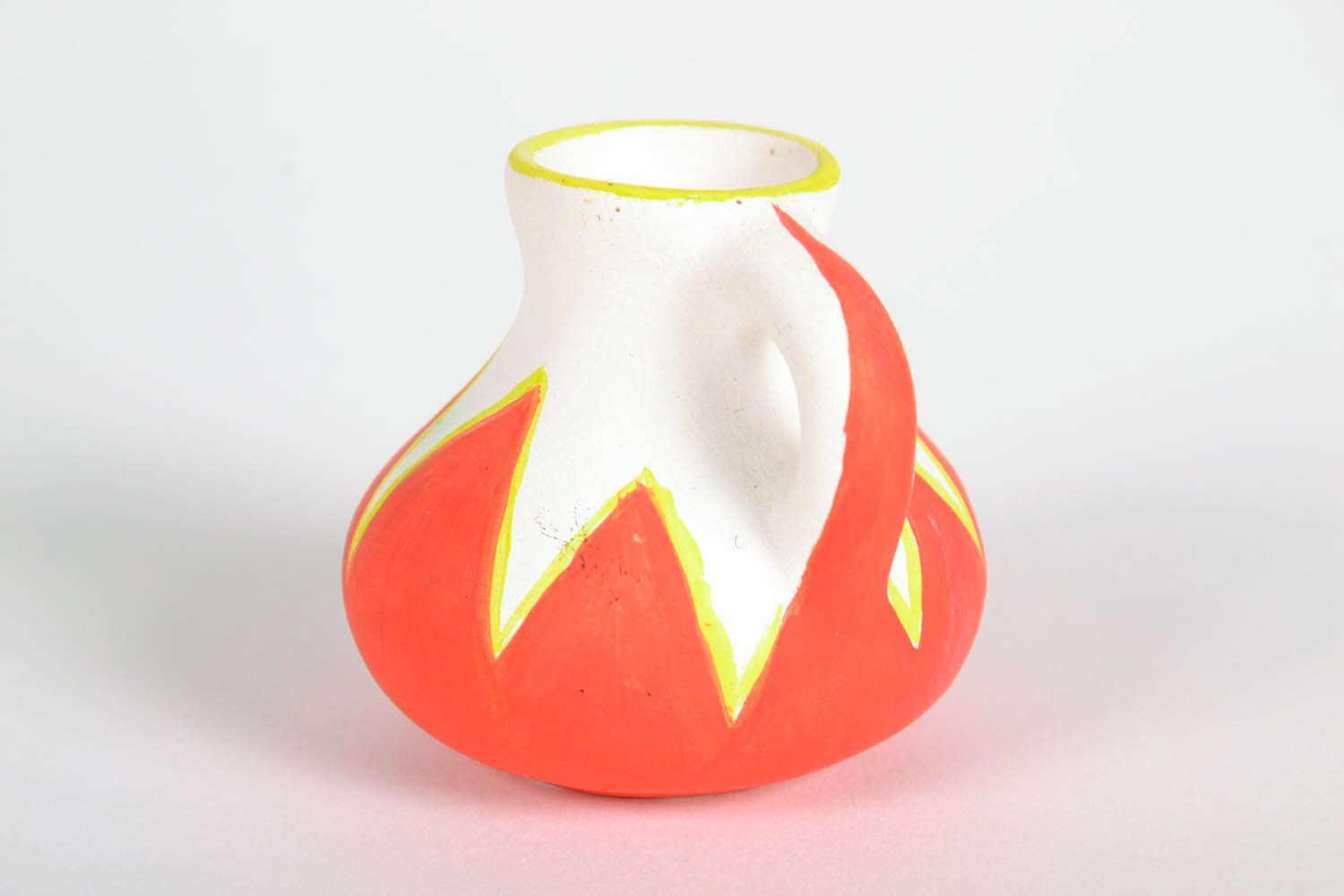 2 inches ceramic clay jug in orange and white shelf figurine 0,1 lb photo 4