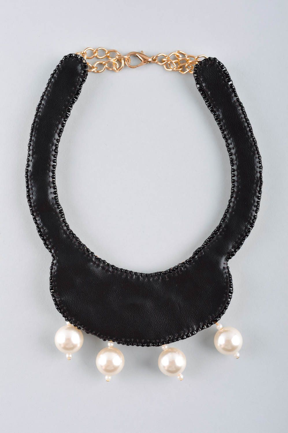 Damen Collier handmade Schmuck Halskette Accessoires für Frauen Leder Schmuck foto 4