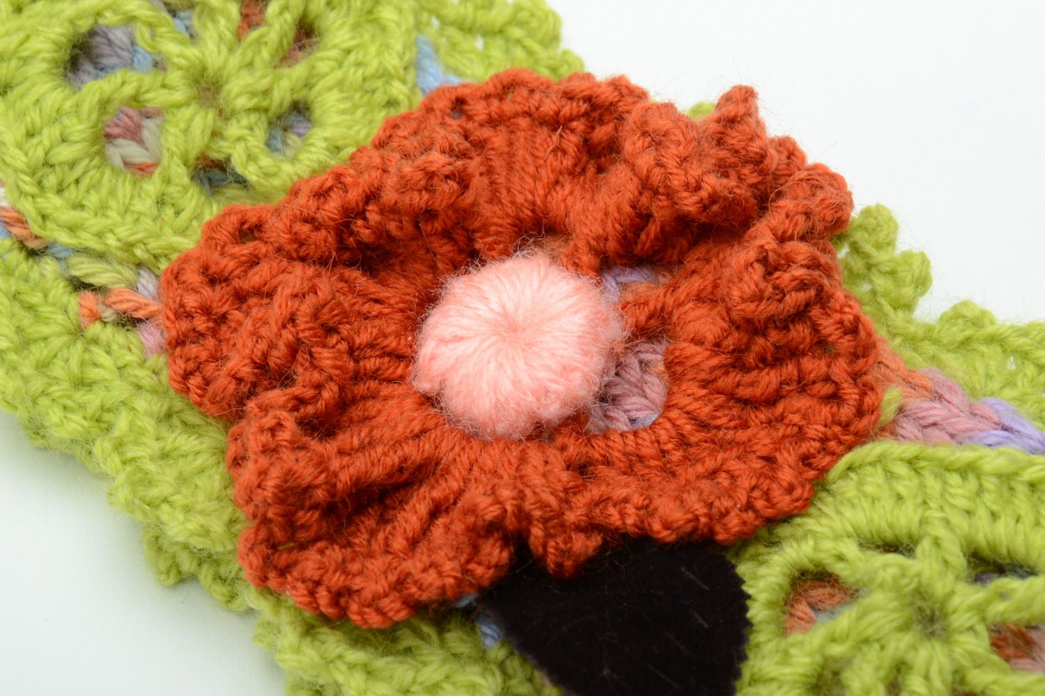 Homemade crochet children's flower headband photo 3