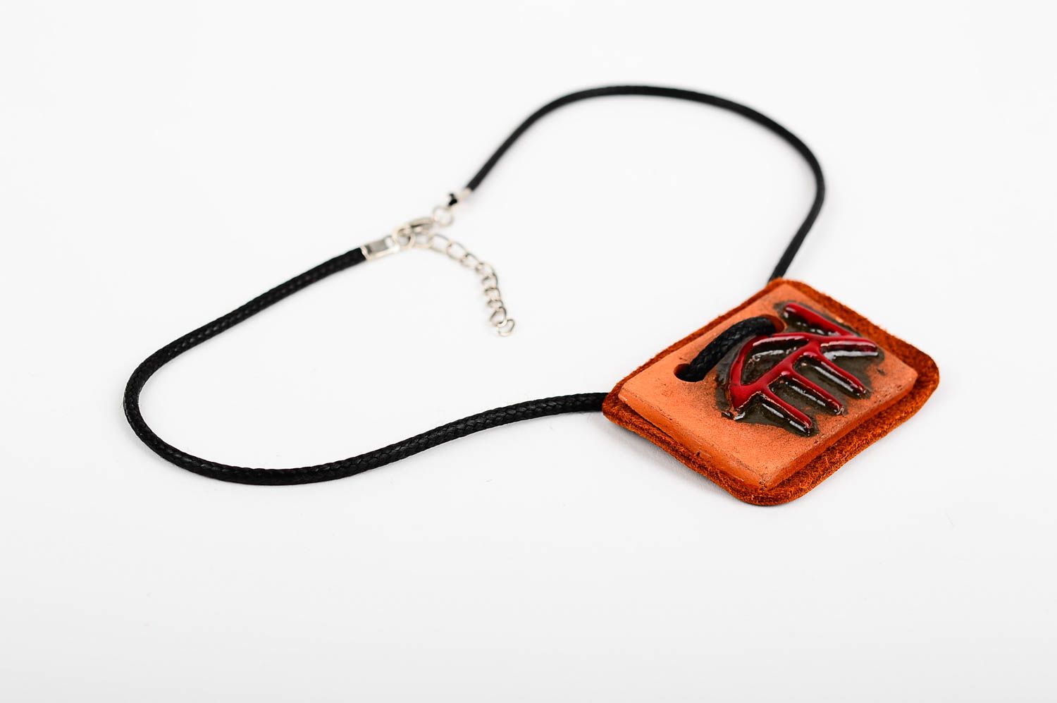 Ceramic accessories handmade pendant shirt leather necklace women pendant photo 2