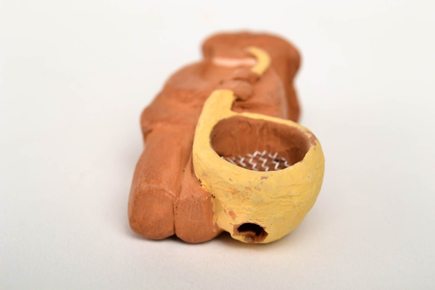 Smoking clay accessory handmade smoking pipe unusual pipe designer gift for men photo 4