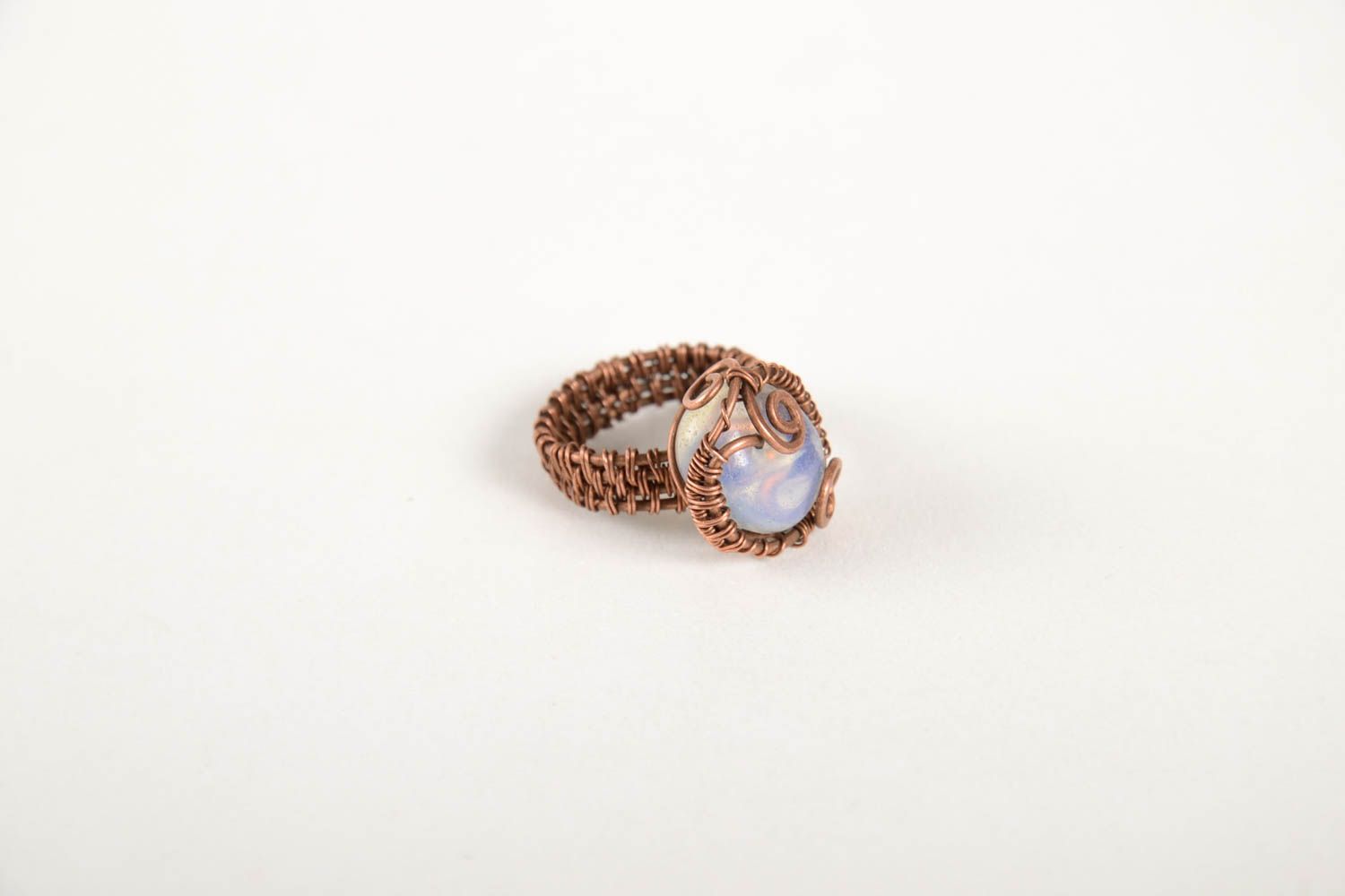 Красивое кольцо ручной работы необычное кольцо с лунным камнем женское кольцо фото 3