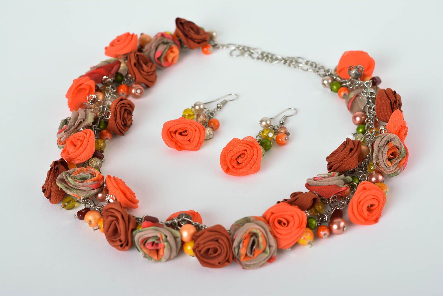 Handmade necklace designer earrings long earrings with flowers gift ideas photo 1