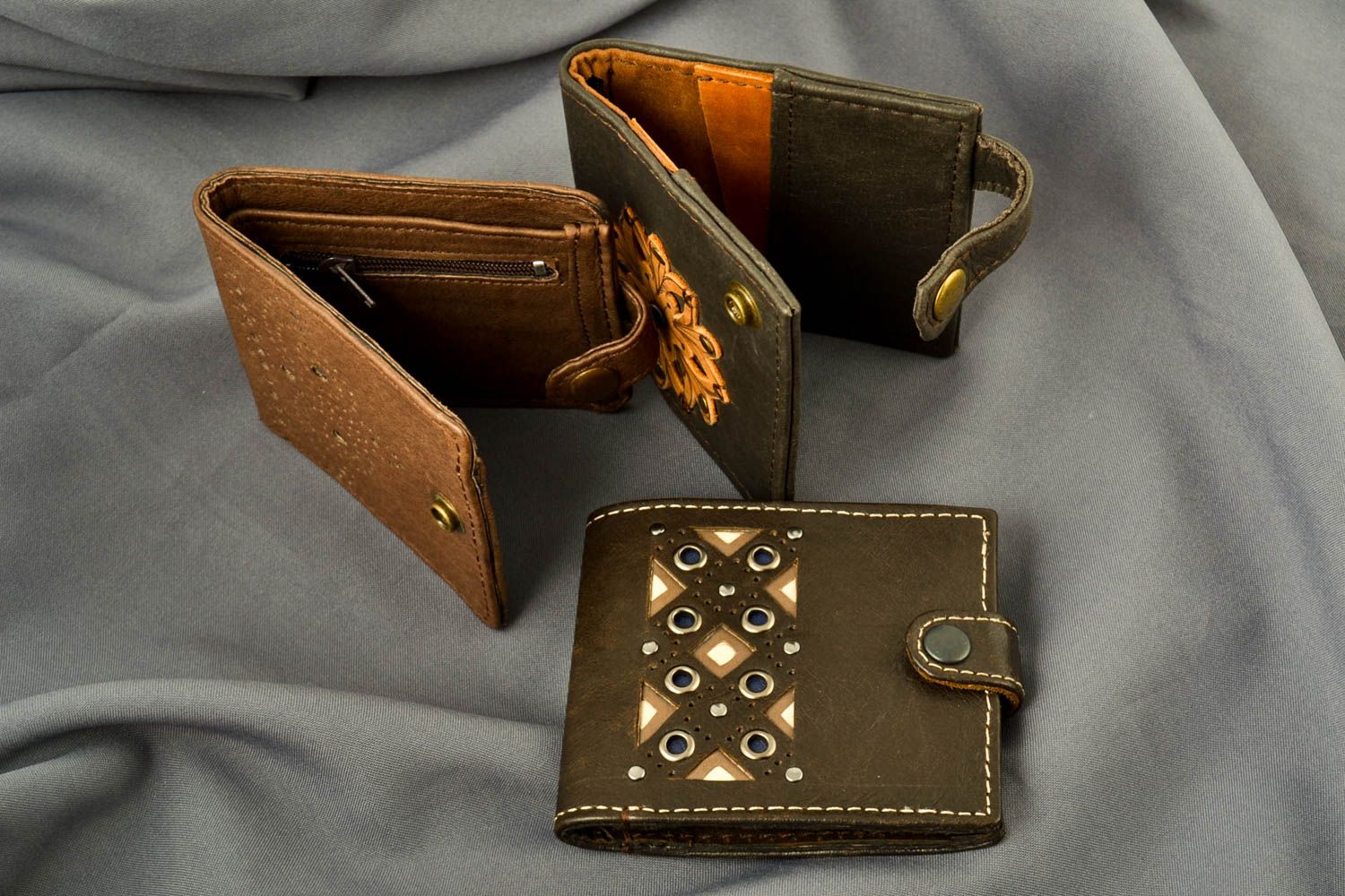 Кошельки ручной работы кожаные кошельки набор из 3 штук кожаные аксессуары фото 1