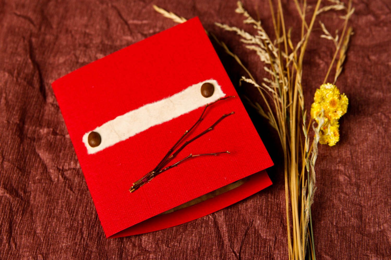Carte de voeux rouge faite main Carte de souhaits originale Petit cadeau photo 1