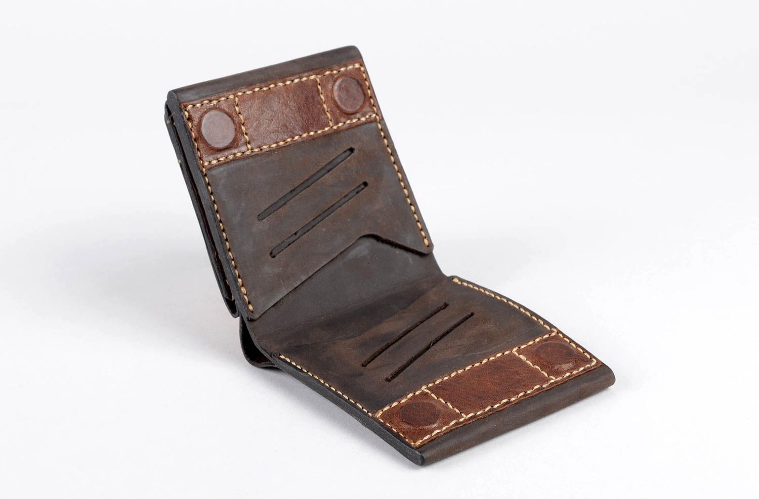 Portefeuille cuir fait main Maroquinerie design Accessoire cuir sur aimants photo 1