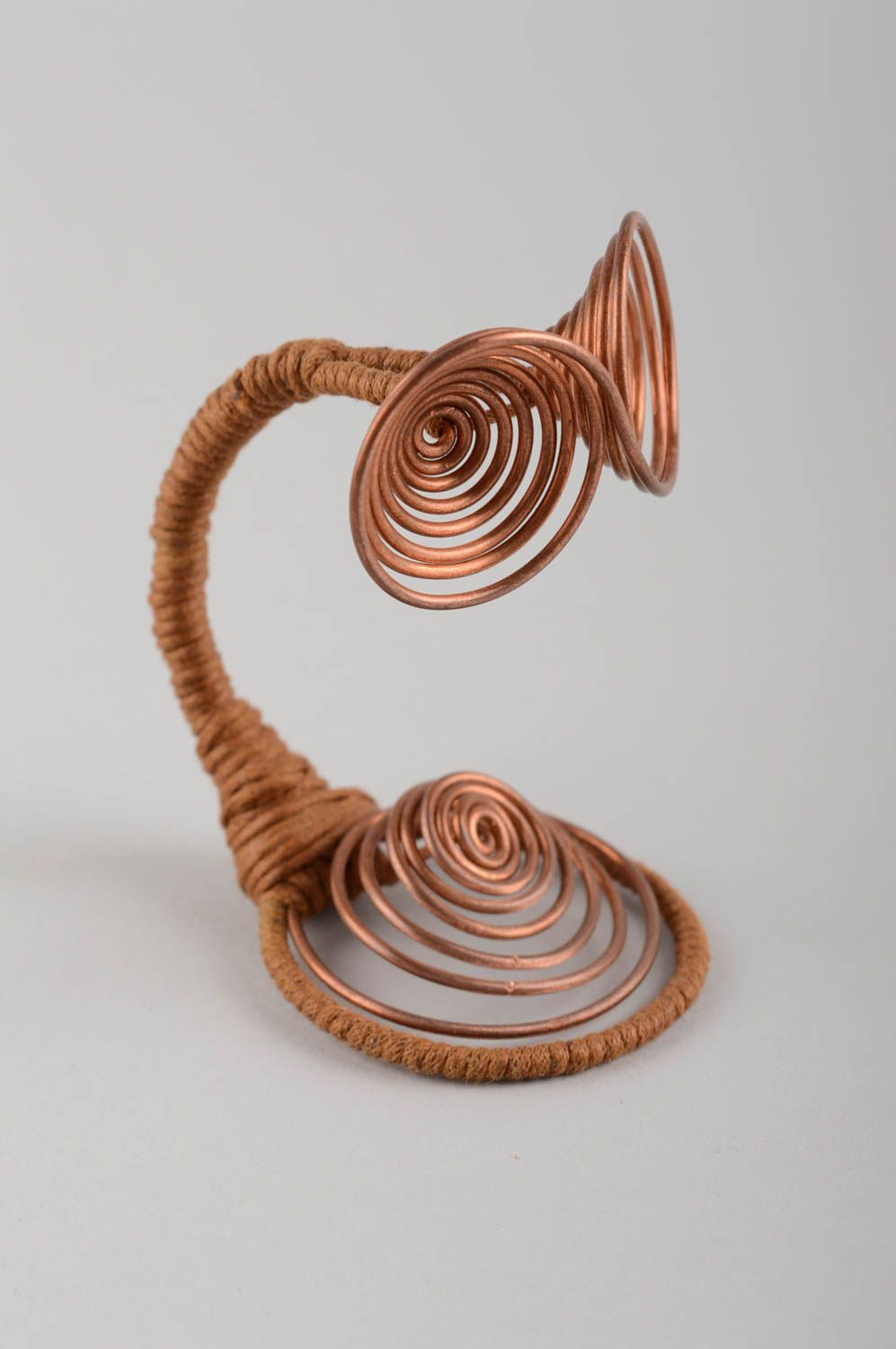 Petite figurine décorative en fil de cuivre faite main design original Hibou photo 2