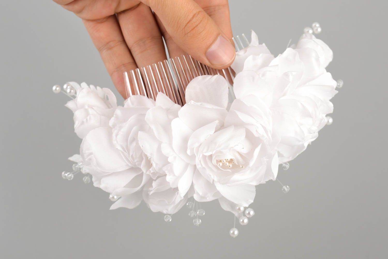 Handmade Haarschmuck Kamm Haarschmuck Blüten Hochzeits Accessoire weiß foto 5