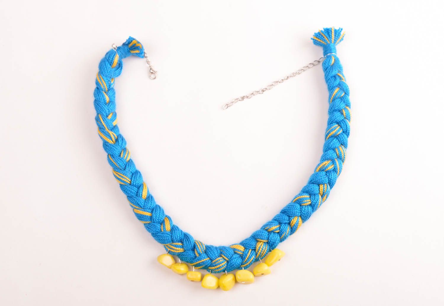 Stylish handmade textile necklace gemstone bead necklace handmade jewellery photo 5
