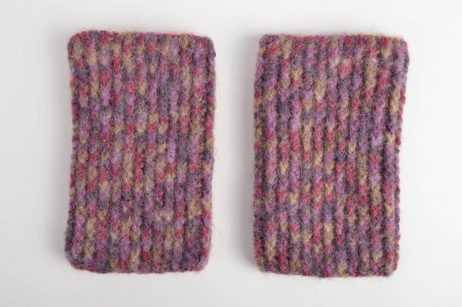 Фиолетовые гетры из ангоры ручной работы вязаные крючком для девочки теплые фото 3