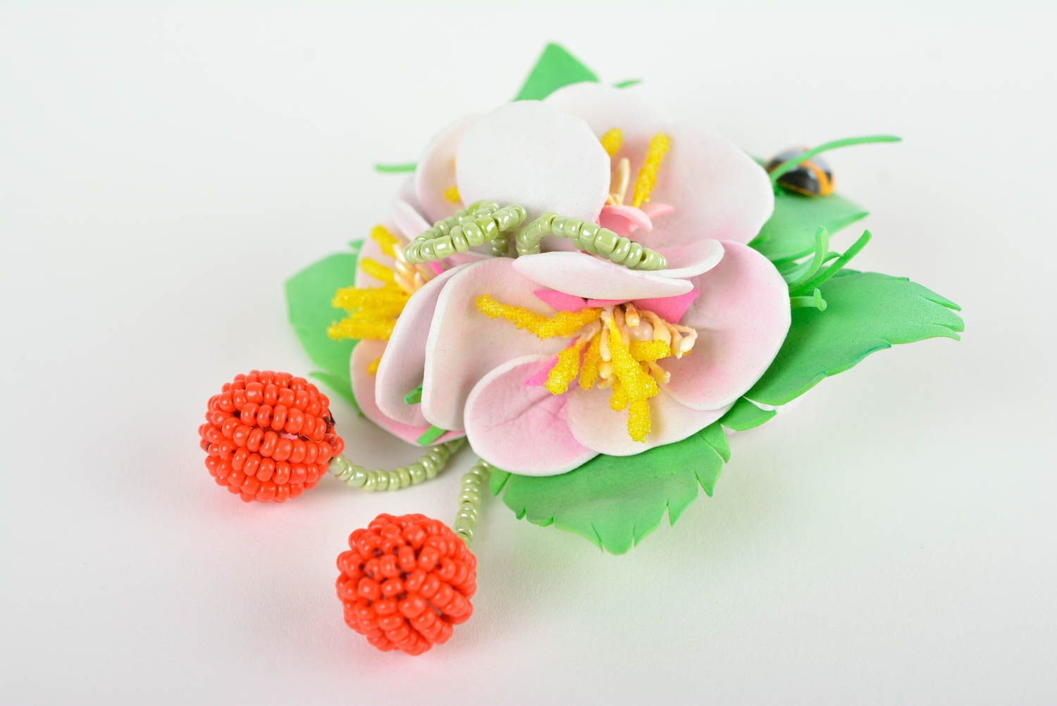Flower scrunchy handmade hair accessories foamiran flowers children scrunchies photo 1
