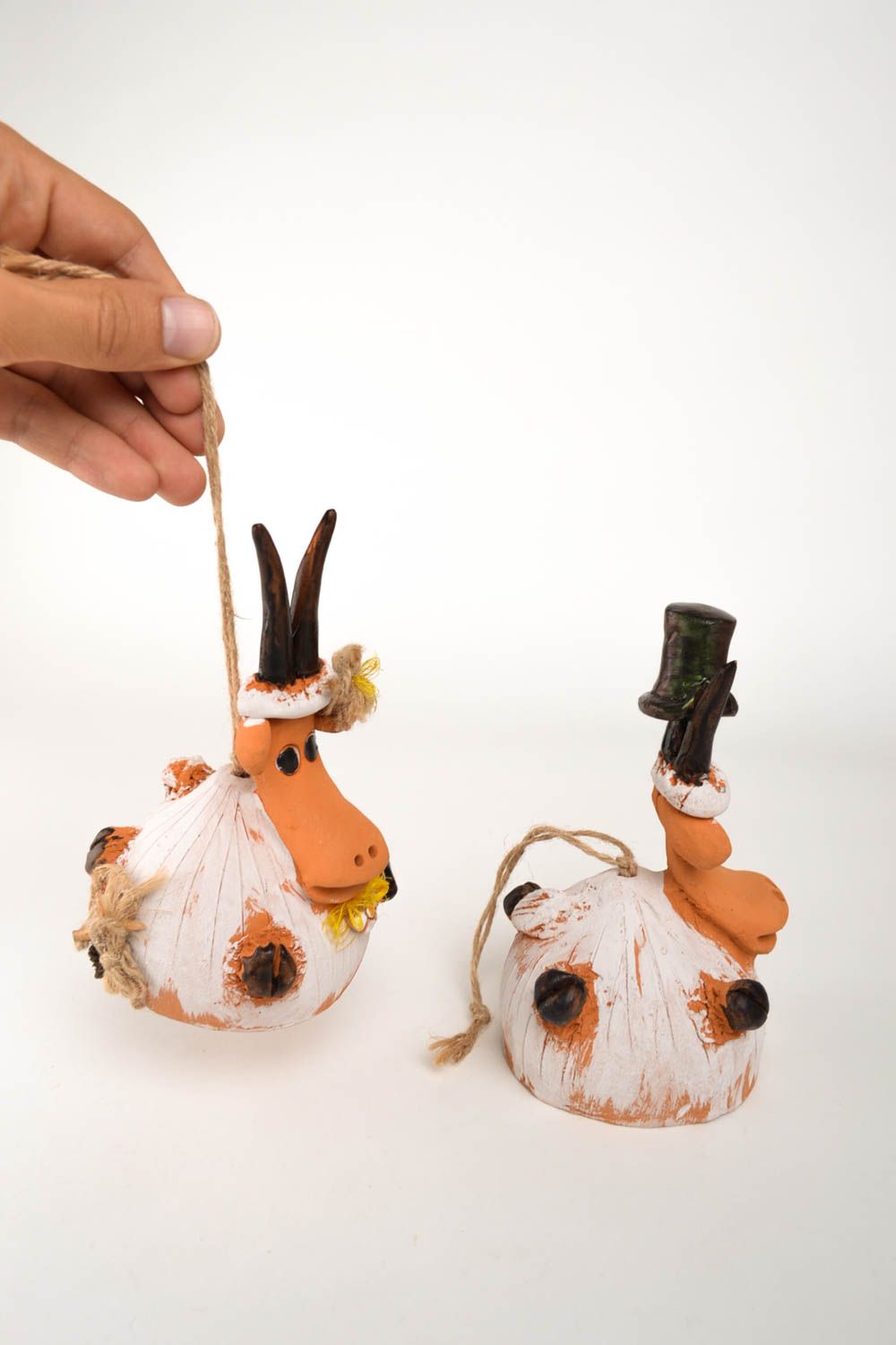 Deko Glocken handgeschaffen Figur aus Ton originell Tier Figur Keramik Deko foto 5