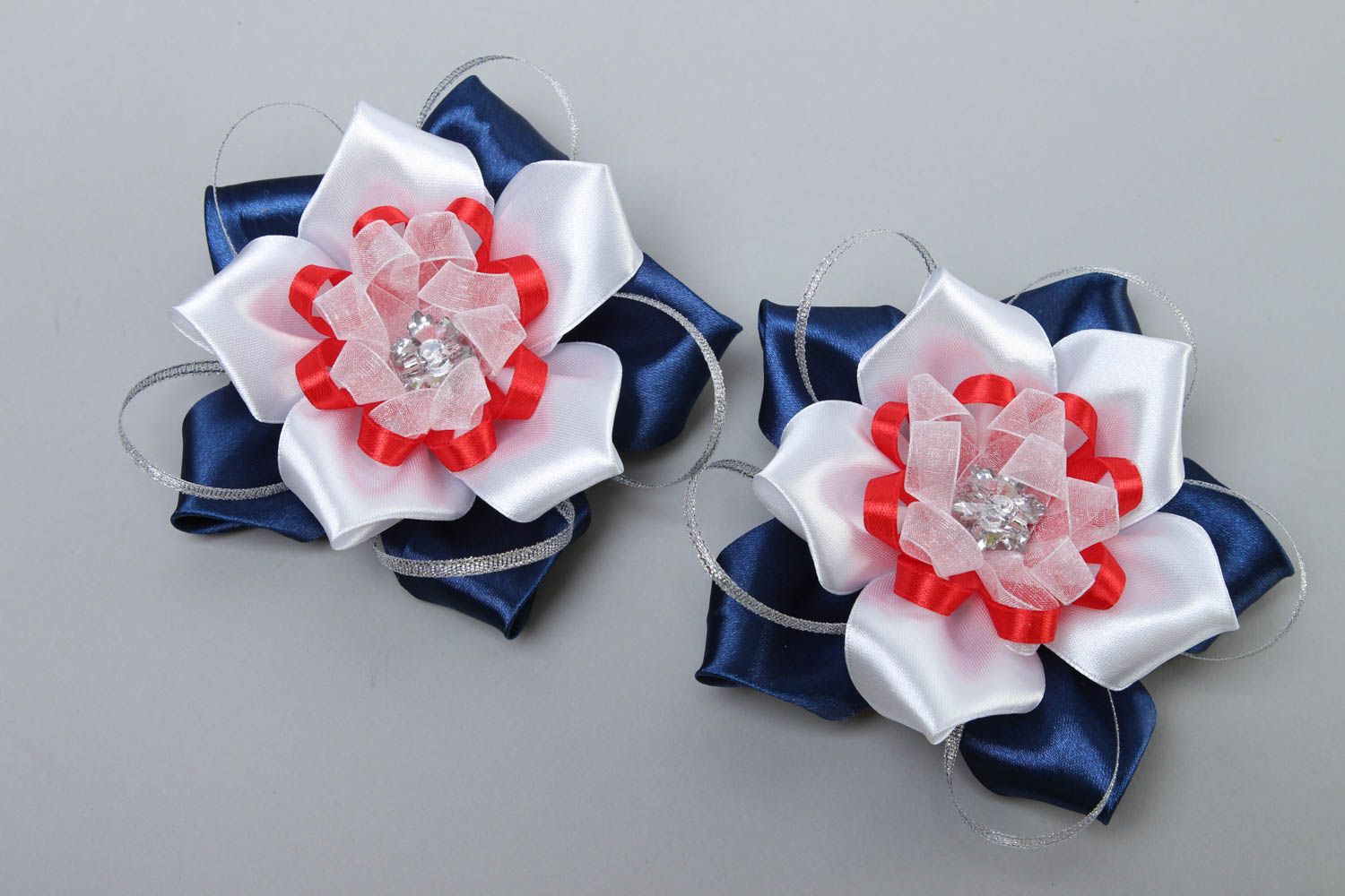 Handmade flower barrette hair clip 2 pieces designer hair accessories gift ideas photo 2
