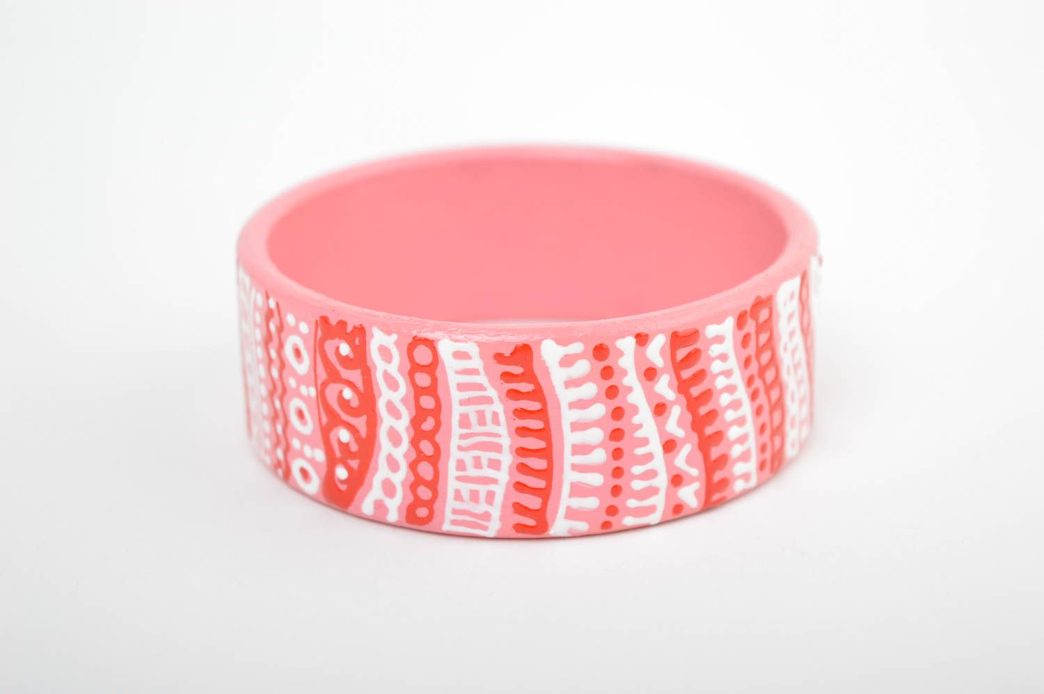 Pink painted bracelet handmade wrist bracelet wooden accessories women jewelry  photo 1
