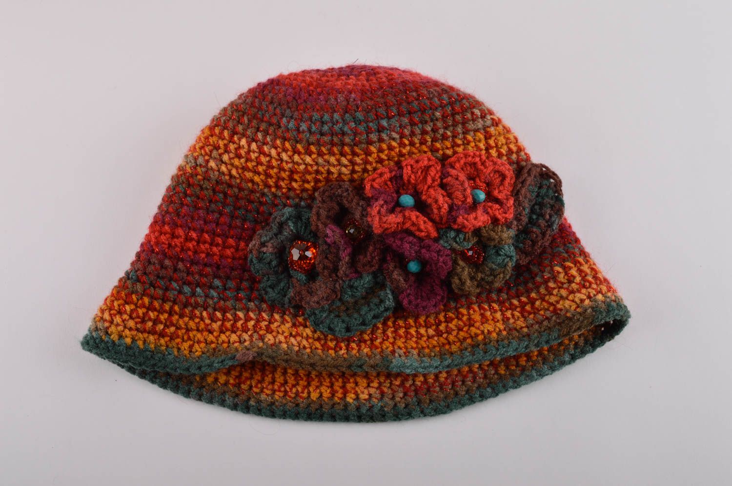 Sombrero artesanal de hilos acrílicos regalo original accesorio para mujer foto 5