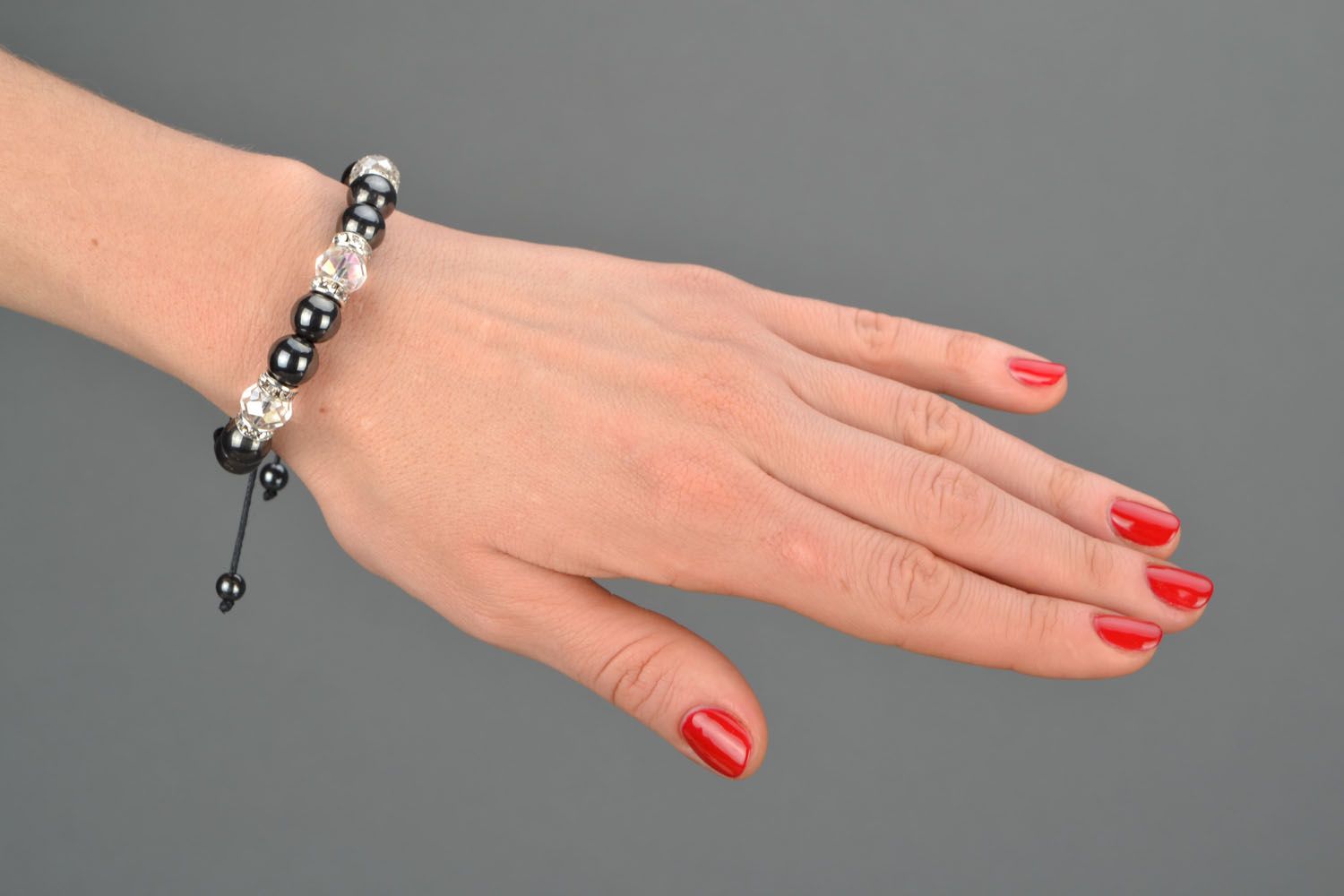 Bracelet avec hématite et perles de cristal original photo 1