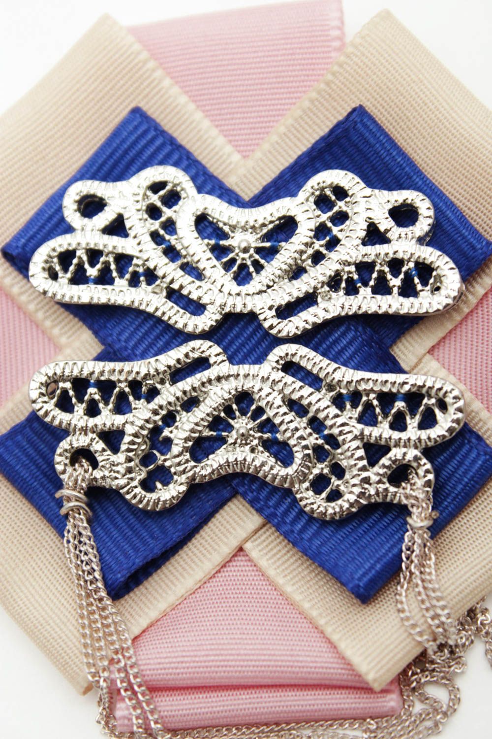 Handmade Damen Brosche Accessoire für Frauen Designer Schmuck blau mit Ketten foto 5