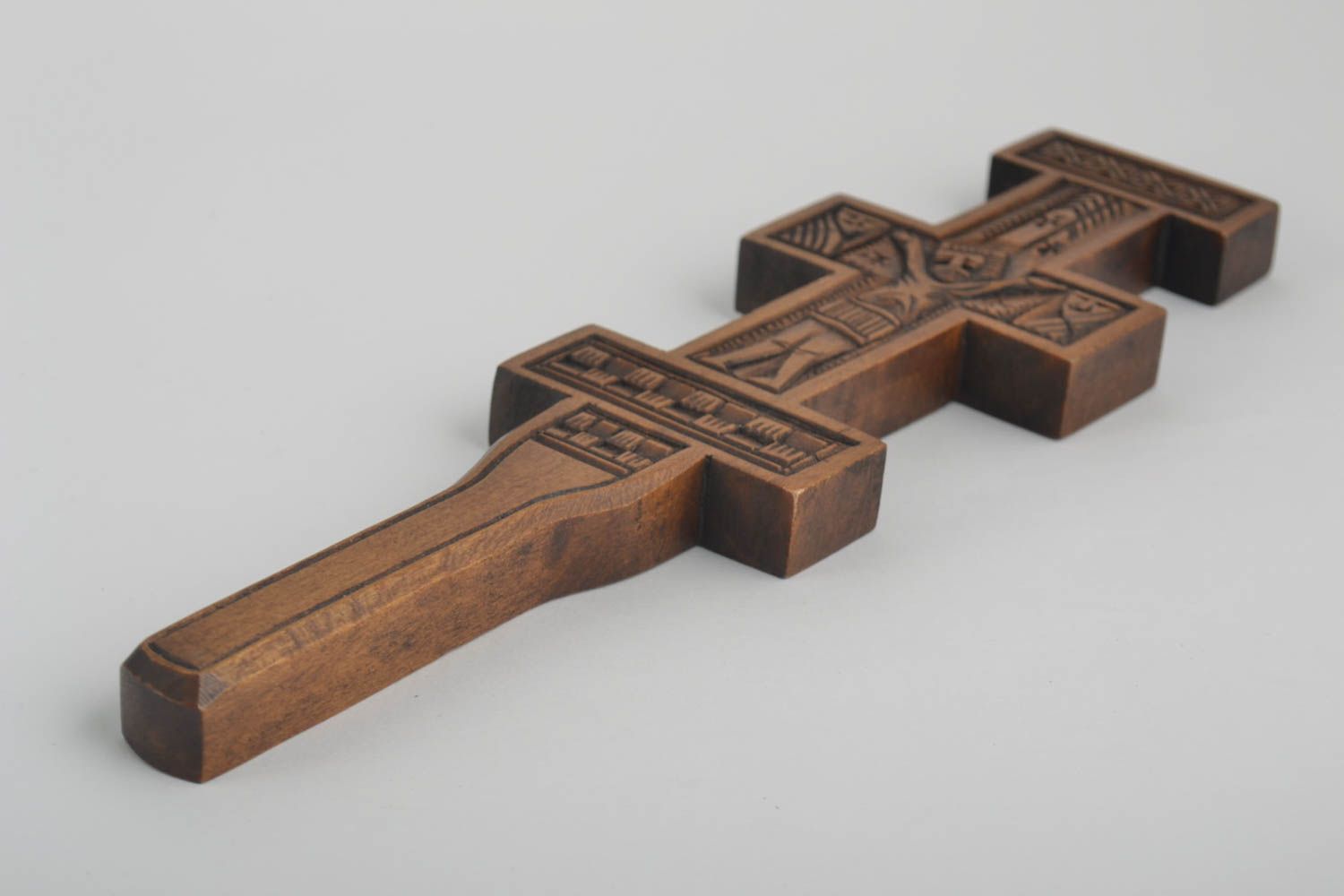 Cruz tallada hecha a mano artesanía en madera decoración de pared amuleto casero foto 4