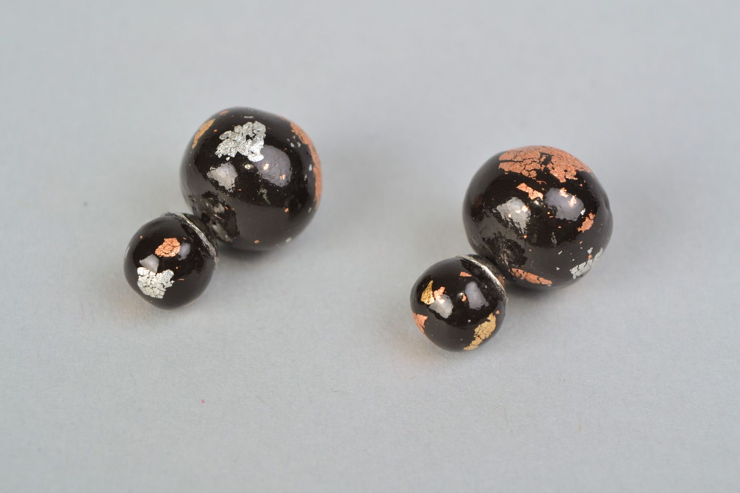 Серьги матрешки из полимерной глины черные фото 3