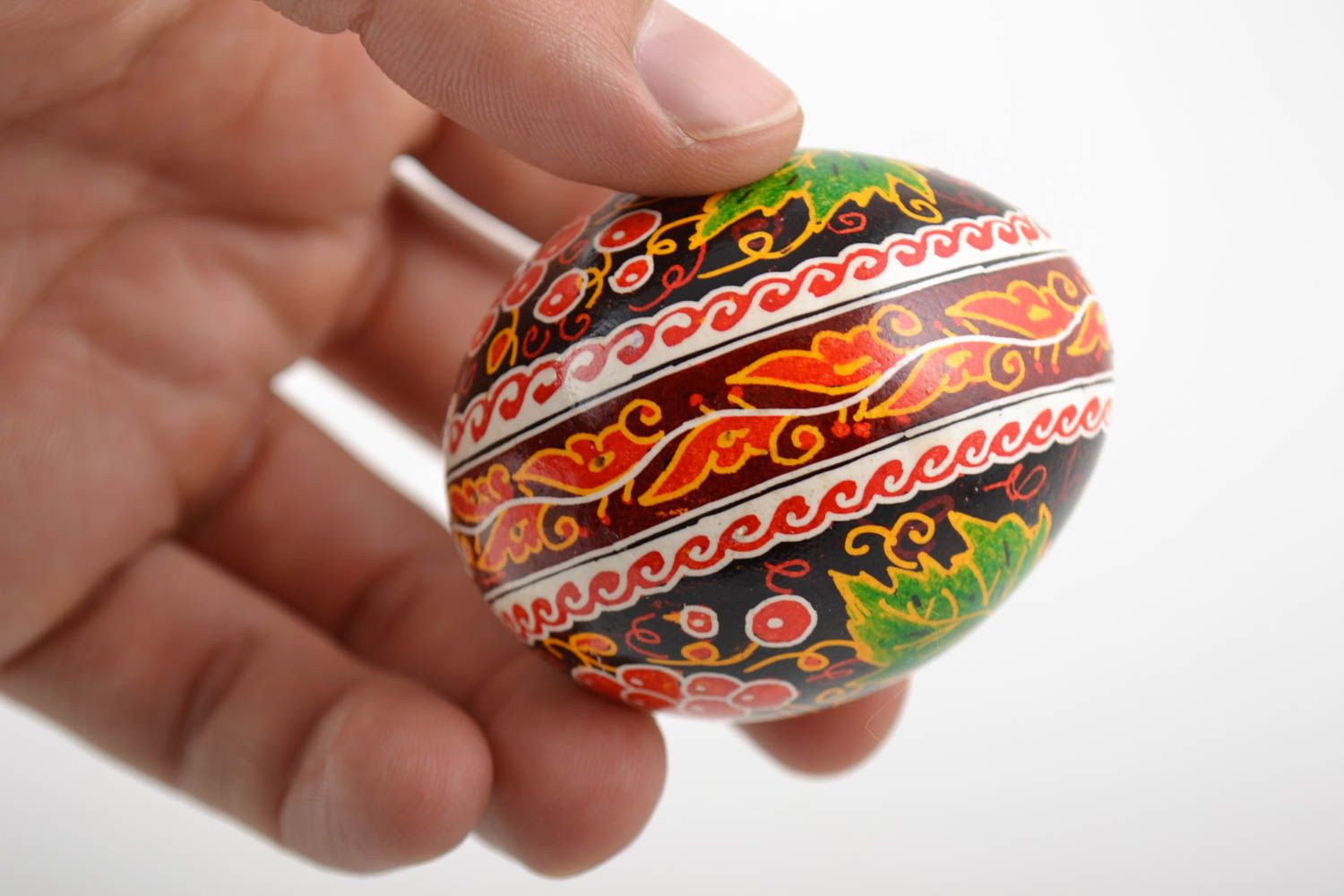 Colorful Easter egg painted with acrylics handmade chicken pysanka egg photo 2