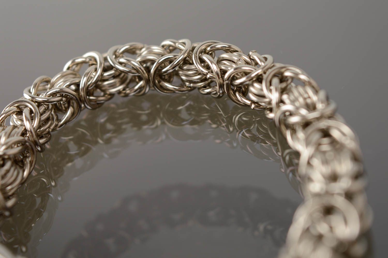 Браслет кольчужное плетение металлический фото 5