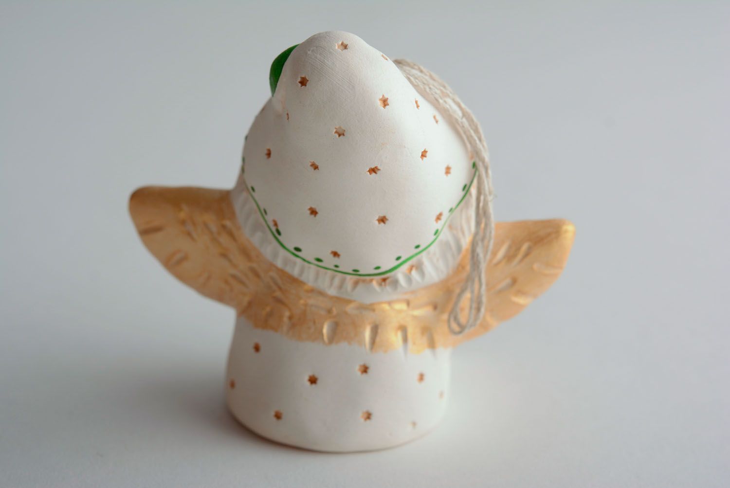 Handmade clay bell Angel with Lamp photo 5