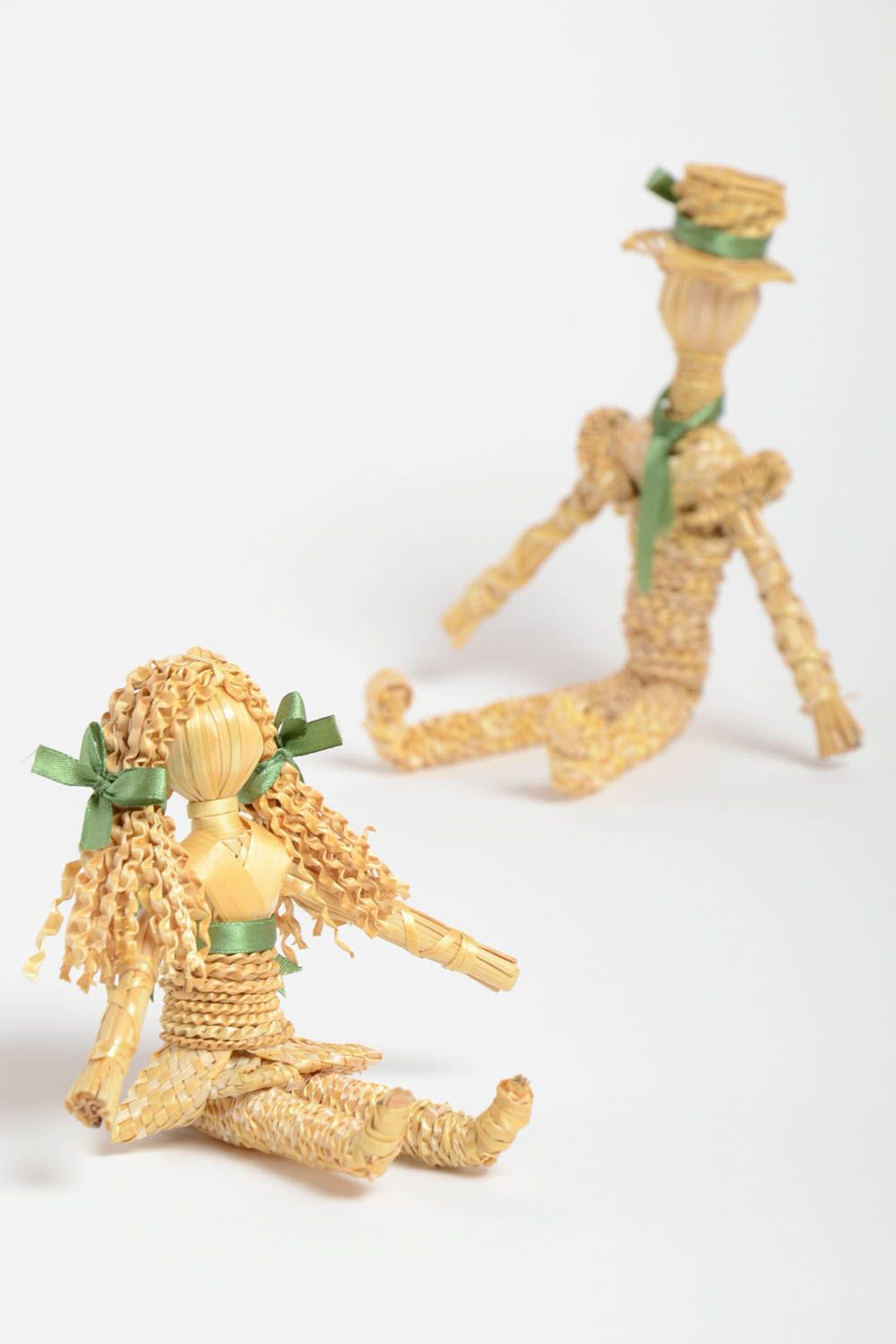 Figurines décoratives fait main petits jouets 2 pièces Déco maison en paille photo 4