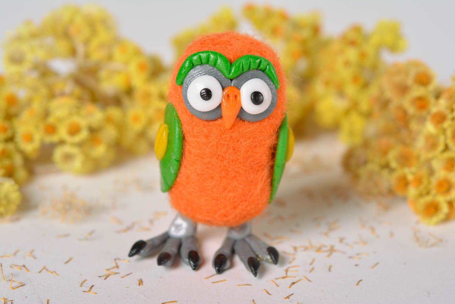 Handmade soft toy owl orange interior decor stylish designer figurine photo 1