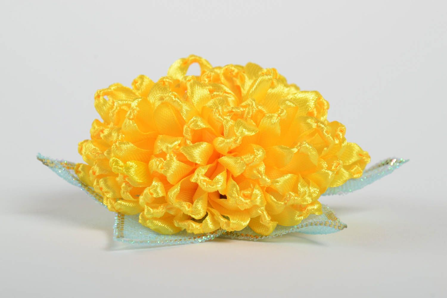 Handmade stylish hair clip unusual designer accessory for hair yellow hair clip photo 2