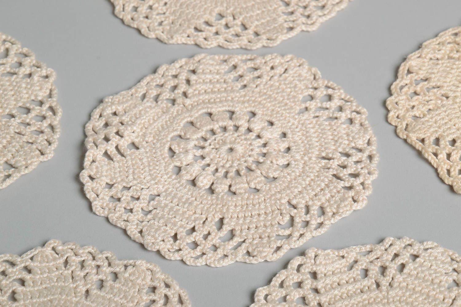 Handmade openwork napkin crocheted table napkin kitchen decor ideas 6 pieces  photo 3