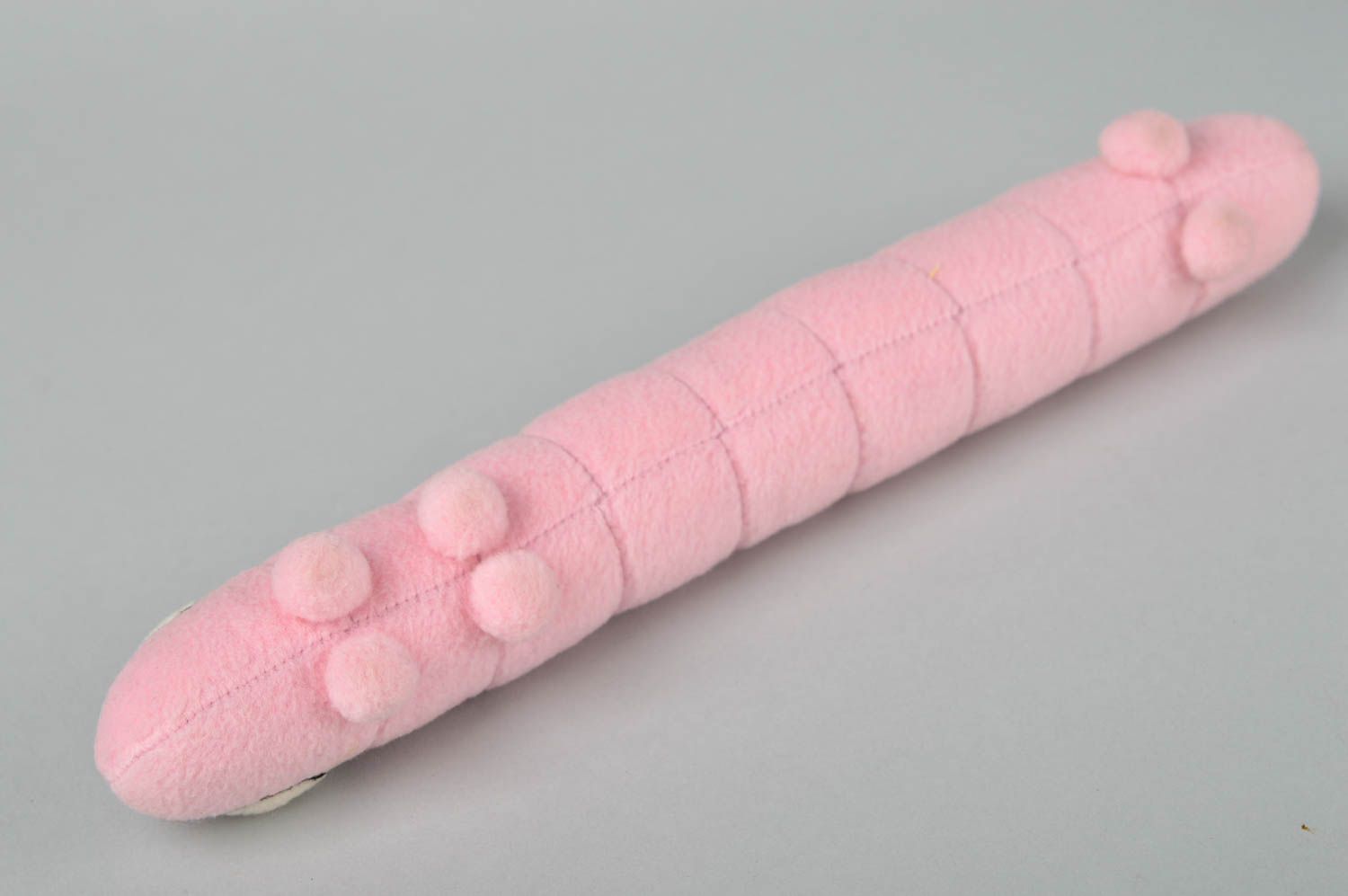 Peluche chenille rose Jouet fait main en tissu polaire Cadeau pour enfant photo 3